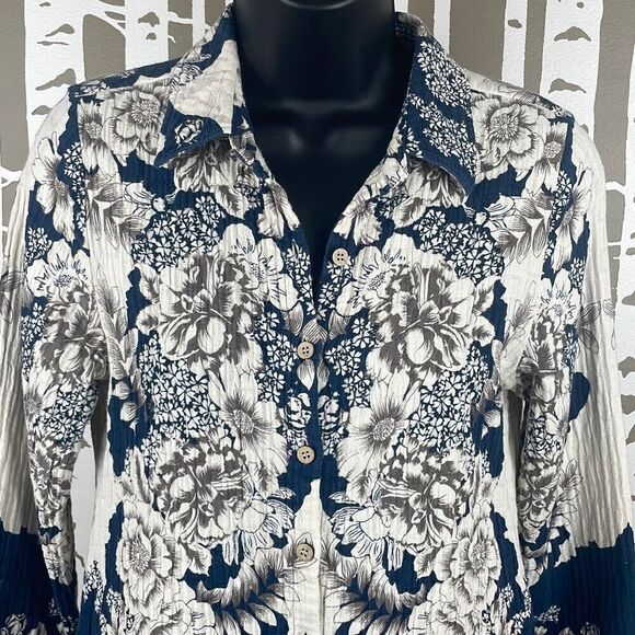 Soft Surroundings Gauze Floral Print Tunic Blouse XS - Picture 5 of 10